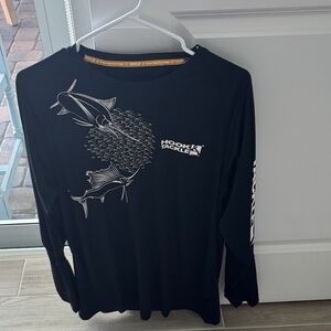 Hook & Tackle Black Long Sleeve Fishing Tee with Marlin Graphic